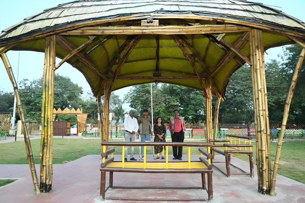 Bamboo gazebo in a public garden